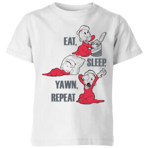Popeye Eat Sleep Yawn Repeat Kids' T-Shirt - White