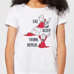 Popeye Eat Sleep Yawn Repeat Women's T-Shirt - White