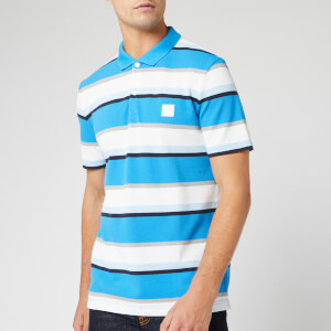 BOSS Men's Pblock Stripe Polo Shirt - Blue/White