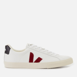 Veja Men's Esplar Logo Leather Low Top Trainers - Extra White/Marsala/Black