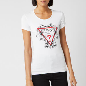 Guess Women's Short Sleeve Roses T-Shirt - True White