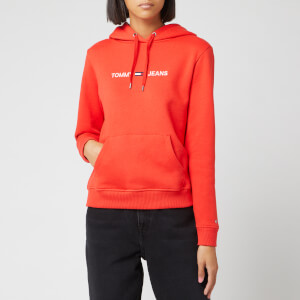 Tommy Jeans Women's Clean Linear Logo Hoodie - Flame Scarlet
