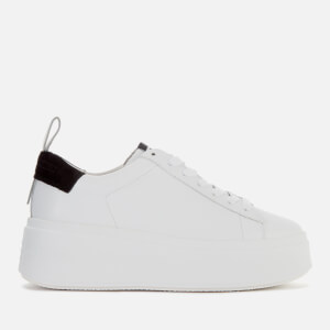 Ash Women's Moon Leather Flatform Trainers - White/Black