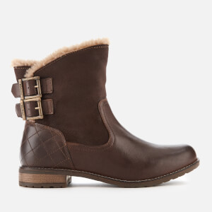 Barbour Women's Jessica Leather/Suede Buckle Flat Boots - Wine