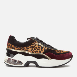 Karl Lagerfeld Women's Ventura Leopard Mix Runner Style Trainers - Wine Mix