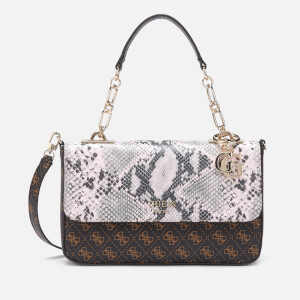 Guess Women's Logo Rock Top Handle Flap Bag - Brown Multi