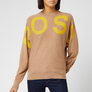 BOSS Women's Walci Logo Crew Neck Knitted Jumper - Camel
