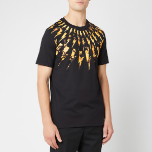 Neil Barrett Men's Flame Fairisle Thunderbolt T-Shirt - Black/Orange