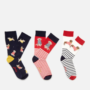 Joules Women's Brilliant Bamboo 3 Pack - Red Multi Dogs