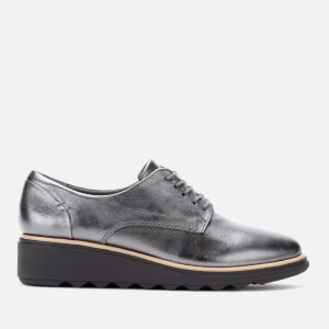 Clarks Women's Sharon Noel Metallic Leather Flatform Flats - Gunmetal