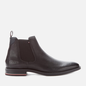 Tommy Hilfiger Men's Signature Hilfiger Leather Chelsea Boots - Black