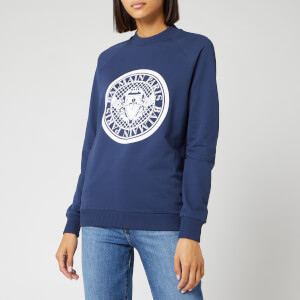 Balmain Women's Flocked Coin Sweatshirt - Blue