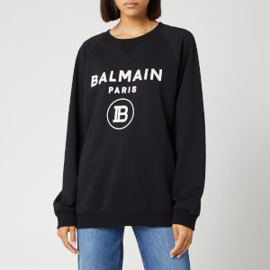 Balmain Women's Flocked Logo Sweatshirt - Black