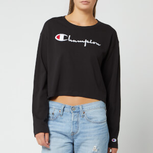 Champion Women's Big Script Long Sleeve Cropped T-Shirt - Black