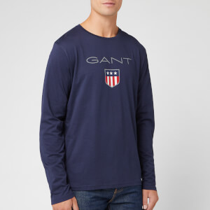 GANT Men's Shield Logo Long Sleeve T-Shirt - Evening Blue