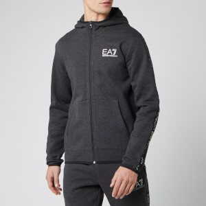 Emporio Armani EA7 Men's Full Zip Hoodie With Taping - Carbon Melange