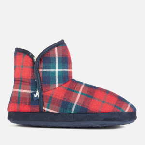Joules Women's Cabin Fleece Lined Slippersocks - Red Check
