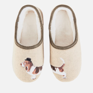 Joules Women's Felt Mule Slippers - Cream Dog