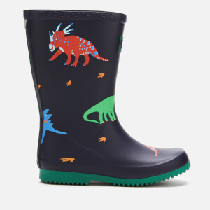 Joules Kids' Printed Roll up Packable Wellies - Dark Blue Dinos