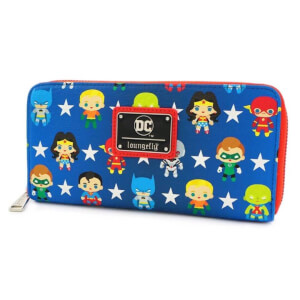 Loungefly DC Comics Justice League Chibi AOP Zip Around Wallet