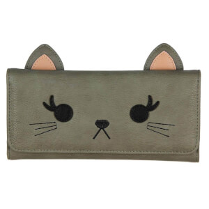 Loungefly Grey Cat Face Trifold Wallet