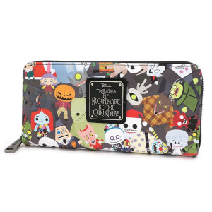 Loungefly Disney The Nightmare Before Christmas Chibi Character AOP Zip Around Wallet