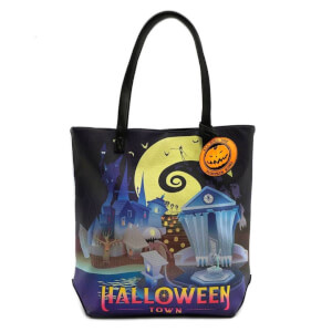 Loungefly Disney The Nightmare Before Christmas Halloween Town/Christmas Town 2 Sided Tote Bag