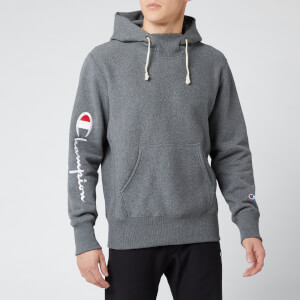 Champion Men's Sleeve Big Script Overhead Hoodie - Grey