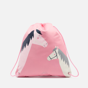 Joules Girls' Active Drawstring Bag - Pink Horses