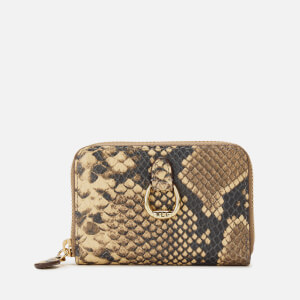 Lauren Ralph Lauren Women's Small Snake Print Zip Wallet - Oatmeal Multi