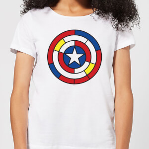 Marvel Captain America Stained Glass Shield Women's T-Shirt - White