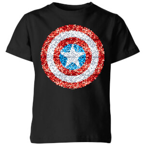 Marvel Captain America Pixelated Shield Kids' T-Shirt - Black