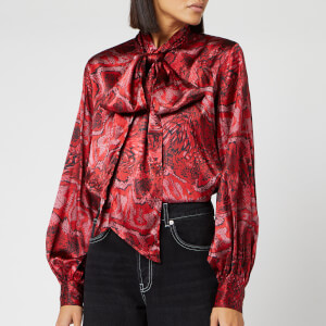 Ganni Women's Silk Stretch Satin Blouse - Samba
