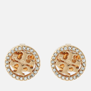 Tory Burch Women's Crystal Logo Circle-Stud Earrings - Gold/Crystal