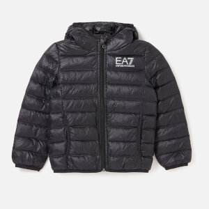 Emporio Armani EA7 Boys' Train Core ID Down Light Hoodie Jacket - Black