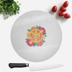 Peace Symbol Floral Round Chopping Board