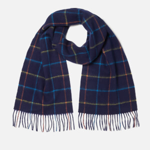 Barbour Men's Tattersall Lambswool Scarf - Navy/Blue