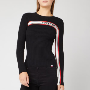Superdry Women's Superdry Logo Ribbed Jumper - Black