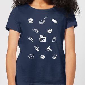 Does It Fry Pattern Women's T-Shirt - Navy