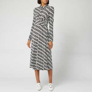 Diane von Furstenberg Women's Sana Midi Dress - Empire Houndstooth Ivory
