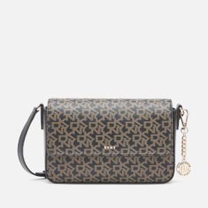 DKNY Women's Bryant Medium Flap Logo Cross Body Bag - Ebony/Black