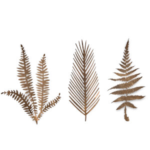 Nkuku Kiko Brass Foliage Artwork - Small - Matt Brass (Set of 3)