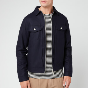 Officine Generale Men's Johan Flannel Trucker Jacket - Navy