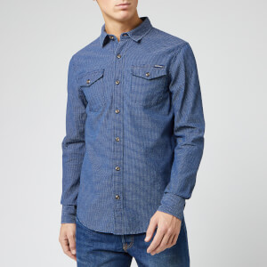 Superdry Men's Resurrection Long Sleeve Shirt - Cody Indigo Dobby