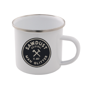 Sawdust Is Just Man Glitter Enamel Mug – White