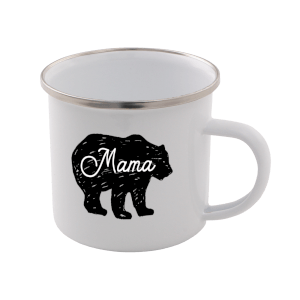 Mama Bear Enamel Mug – White