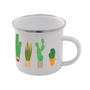 Cactus Enamel Mug – White