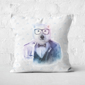 Hipster Polar Bear Square Cushion