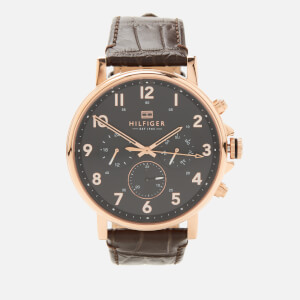 Tommy Hilfiger Men's Daniel Leather Strap Watch - Rou Black