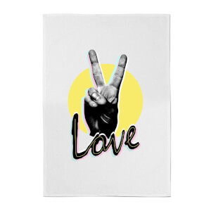 Love And Peace Sign Cotton Tea Towel